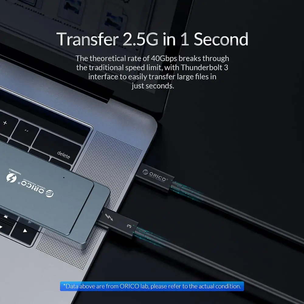 ORICO C Tipa Thunderbolt 3 Kabeļu Ātrās Uzlādes PD 5.A 100W Super Datu Pārsūtīšanas 40Gbps Video 8K 60HZ Daisy ķēdes MacBook Pro