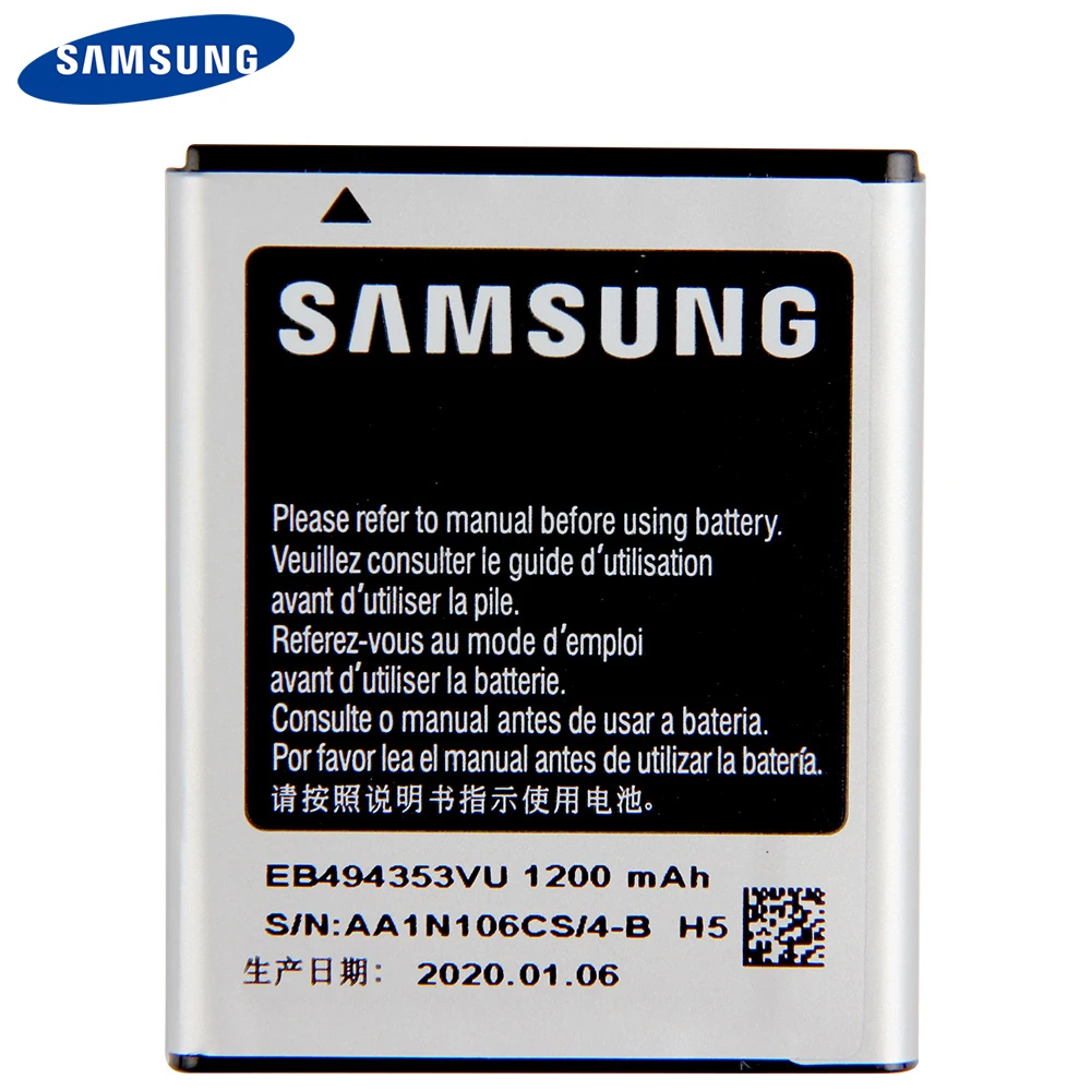 Oriģināls Samsung Akumulatora EB494353VU EB494353VA Samsung S5330 S5232 C6712 S5750 GT-S5570 i559 S5570 Rezerves Bateriju 1200mAh