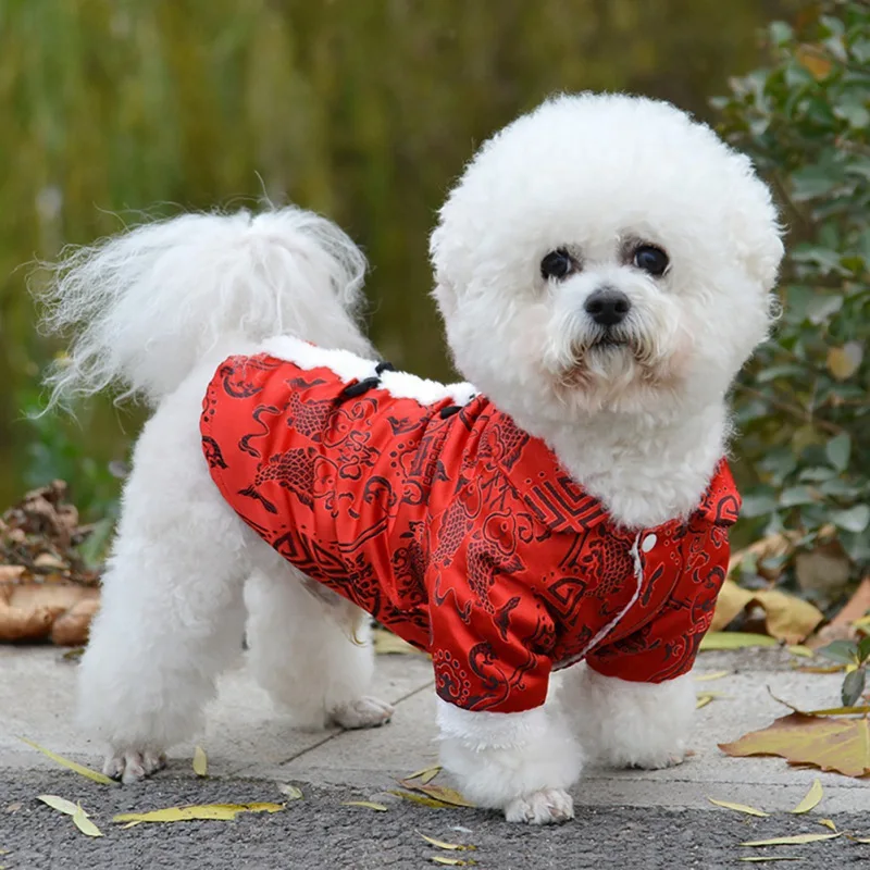 Pet suņu apģērbu Pavasara Festivāla Jaunā Gada suņu jaka, Ziemā Silts suns mētelis, Jaka Chihuahua franču buldogs kucēns drēbes