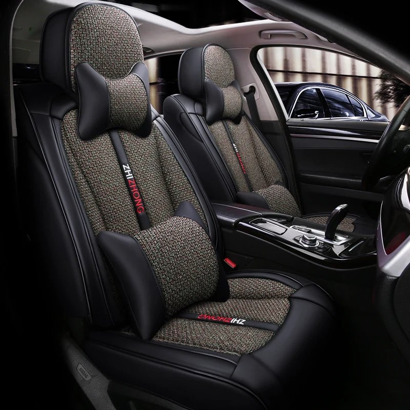Pilnīgu Pārklājumu PU Ādas automašīnas sēdekļa vāku linu šķiedras auto sēdekļu pārvalki Toyota CAMRY CELICA CH-R COROLLA CORONA