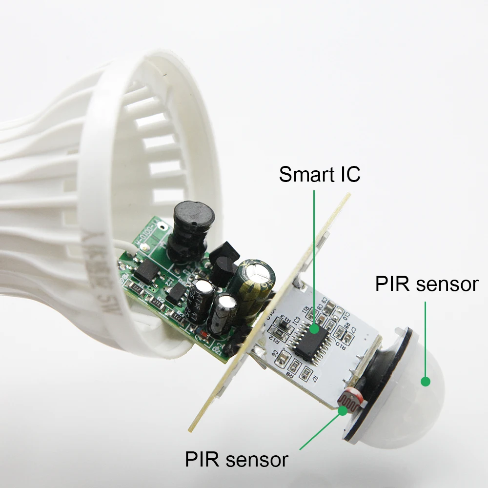 PIR Kustības Sensoru Lampa E27 LED spuldze 220v 5w 7w 9w Auto Smart Led PIR Centrālās Ķermeņa Lampas Ar E27 Kustības Sensora Apgaismojums Balts