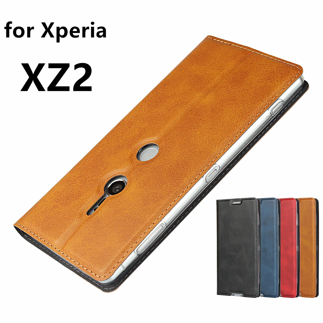 Premium Ādas somiņa Sony Xperia XZ2 Ultra-Plānas Biznesa Pārsegu Gadījumā XZ2 Magnētisko adsorbcijas Gadījumā + 1 Siksniņa