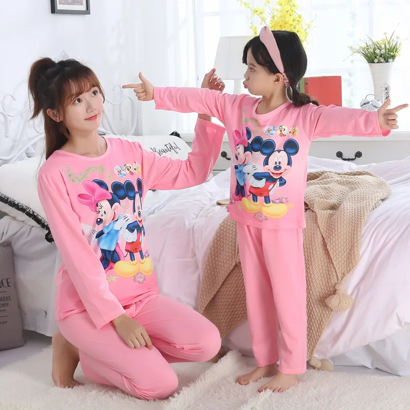 Princese Rudens Saldēti Anna Elsa Mickey Māte Meitu Pidžamas Komplekti Mazulis Meitenes Ģimenes Atbilstošas Drēbes, Pidžamas Karikatūra Sleepwear