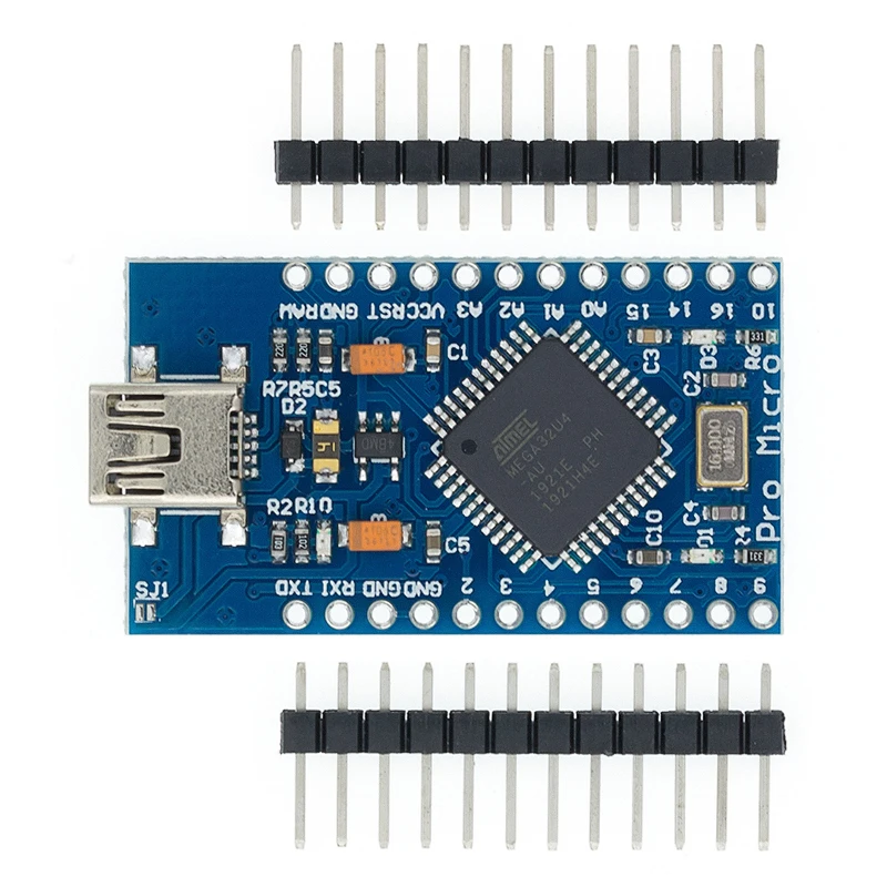 Pro Mikro ATMEGA32U4 5V/16MHZ modulis Ar bootloader par arduino MINI USB/Micro USB ar 2 rindu pin header par arduino