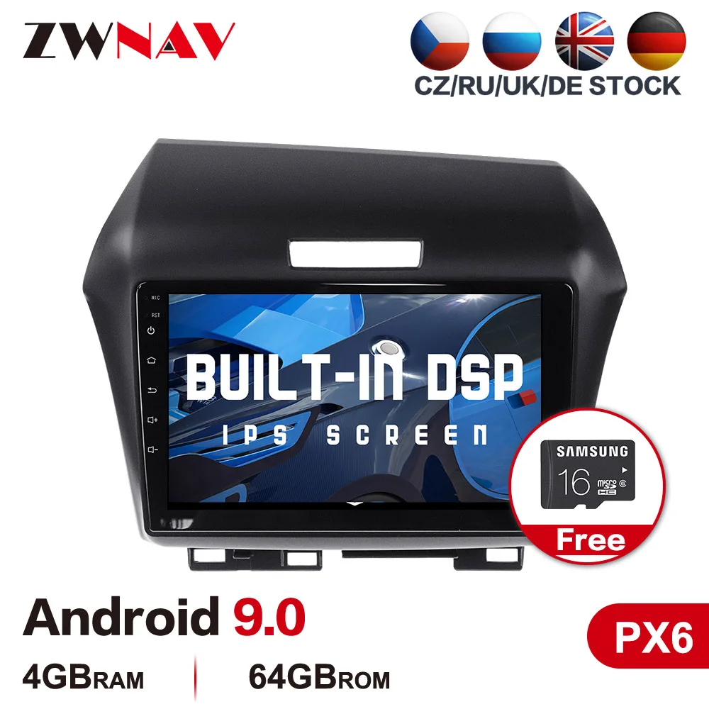PX6 4G+64G Android 9.0 Auto Multimedia player Honda Jade 2010-2017 auto radio stereo, GPS navi galvas vienības touch screen bezmaksas kartes