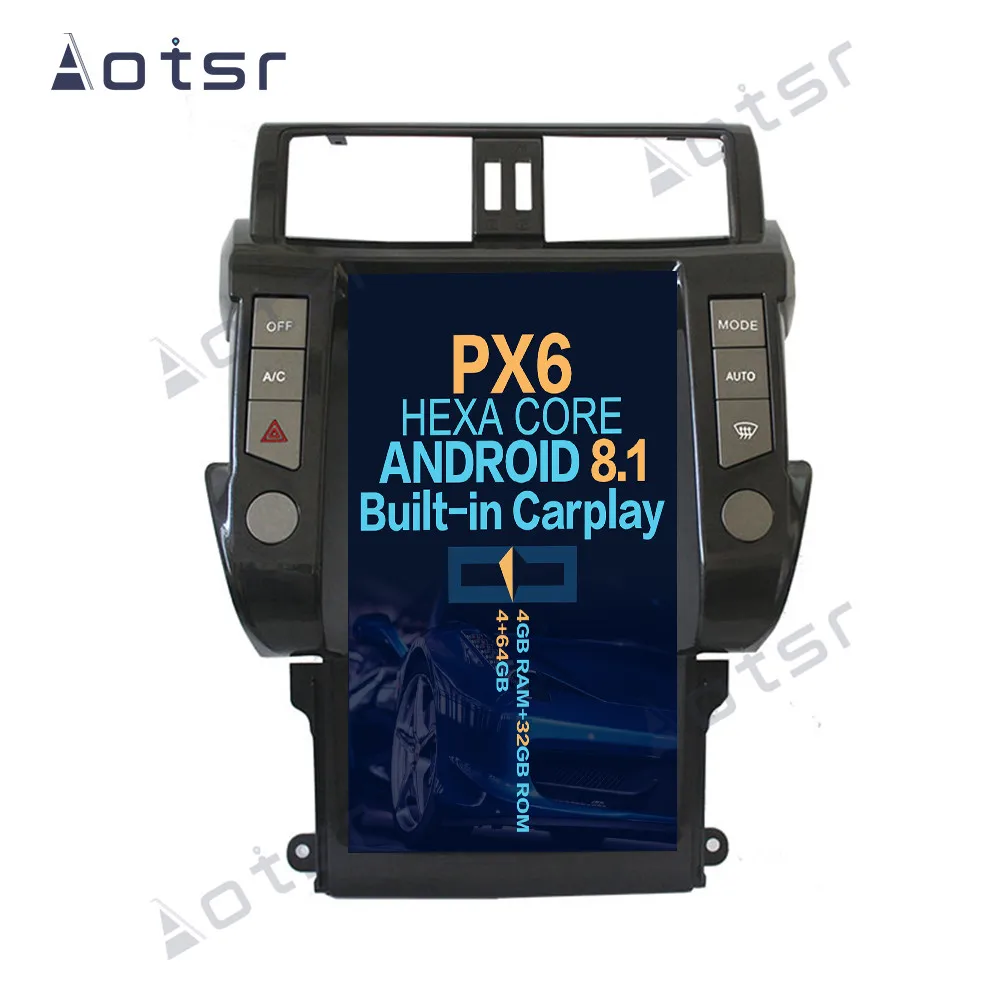 PX6 Tesla stils Android 9.0 Auto GPS Navigācijas TOYOTA Land Cruiser Prado 150-17 headunit multivides radio, magnetofons