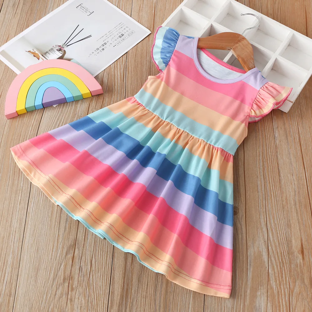 Rainbow Meitenes Kleita Colorblock Svītru Kleitas Priekš Bērniem, Bez Piedurknēm Bērniem Princese Kleita Toddler Apģērbu Meitene Daļa Apģērbu