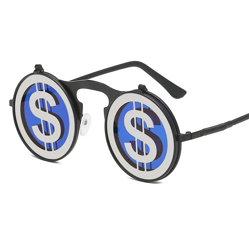 Retro Steampunk Brilles, Saulesbrilles, Vīriešu Kārtas Atstarojošs Flip up Sunglass Sieviešu Vintage Metāla Rāmis Tvaika Punk Dolāru, Saules brilles