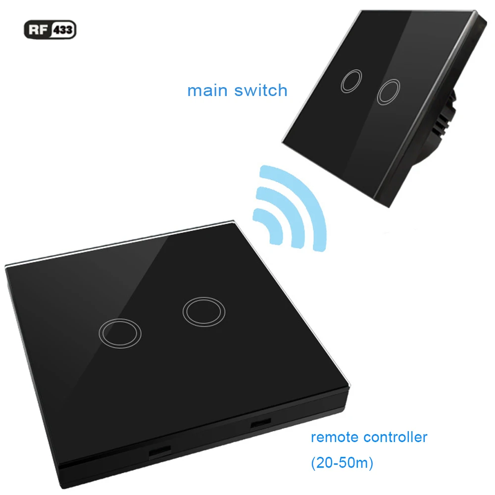 RF433 Tālvadības Sienas Gaismas Pieskāriens Slēdzis 1 veids, 1gang 2gang 3gang Bezvadu 433Mhz sensors Stick Remote Touch Switch ES Standarts