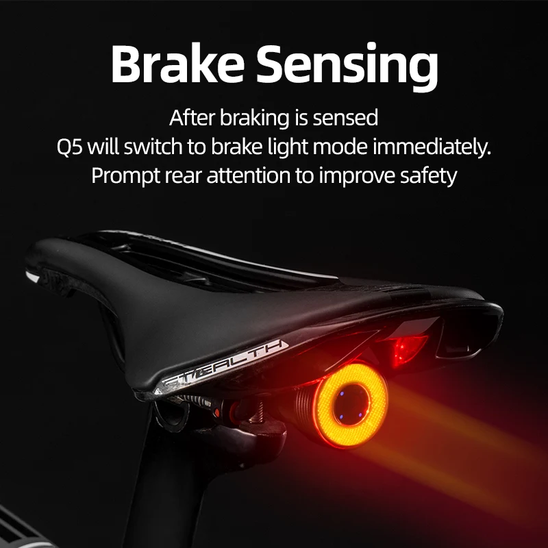 ROCKBROS Velosipēdu Smart Auto Bremžu Gaismas Sensoru IPx6 Ūdensdrošs LED Uzlādes Riteņbraukšana Taillight Velosipēds Aizmugures Gaismas Piederumi Q5