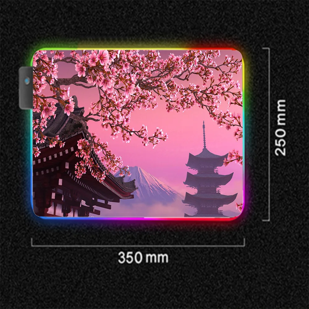 Rozā Ainavu Cherry Blossom 90x40/80x30 Rozā peles paliktnis RGB Spēļu Pele Spilventiņu Krāsains LED Klēpjdators Tastatūra CS Pad XxL Galda Paklājiņš