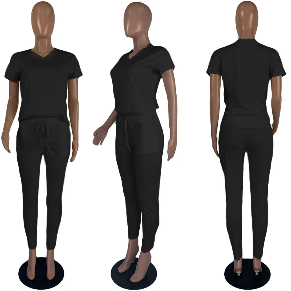 Sieviete drēbes vasarā gadījuma iela kustības Iestatīt vienkrāsainu Divu gabals, kas nosaka apģērbu sievietēm 2020. gadam, modes Liels izmērs S-5XL