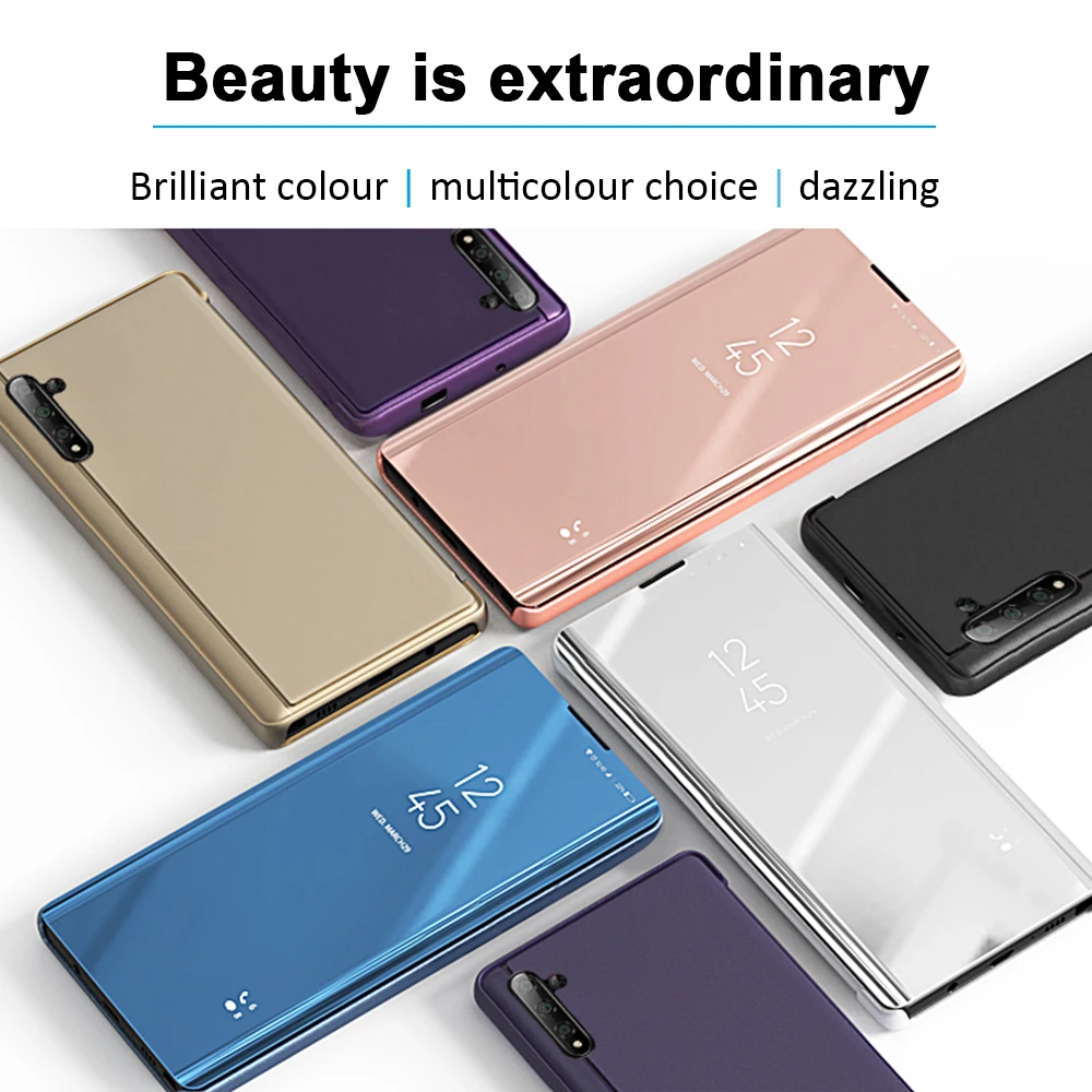 Smart Mirror Case For Samsung Galaxy Piezīme Plus 10 9 8 S10 S8 S9 Plus S10E Skaidru priekšstatu Flip Stends Vāks Samsung Note 10 Pro