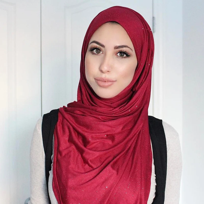 Soild krāsa elastīgs džersija hijab šalle musulmaņu sieviešu kokvilnas lakatu islāma galvas soft wraps turban hijabs dāma galvas vāka