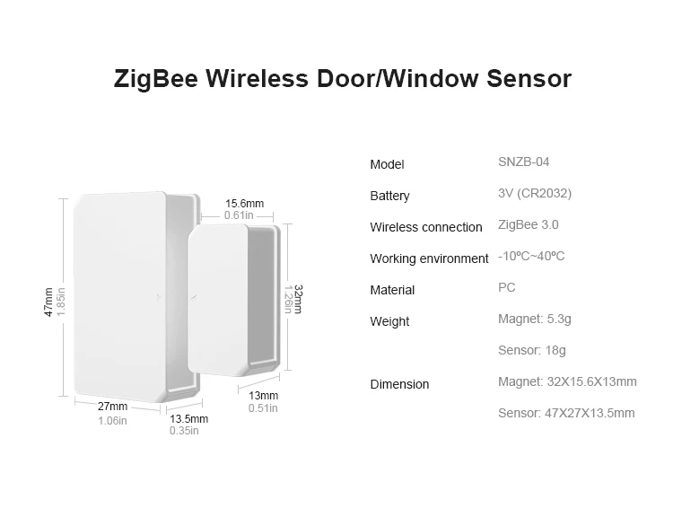 SONOFF SNZB-04 Zigbee Smart Mini Durvju Logu Signalizācijas Sensors eWelink LIETOTNI Smart Home Drošība Darbā Ar SONOFF Zigbee Tilts