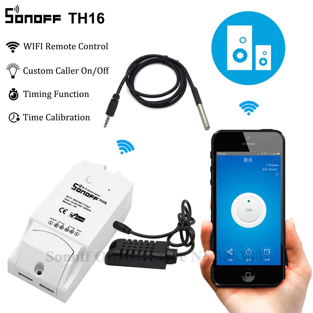 Sonoff TH16 Smart Wifi Slēdzis Temperatūras kontrolei Mitrums Wifi Smart Switch Mājas Automatizācijas Komplekta Darbojas Ar Alexa, Google Home