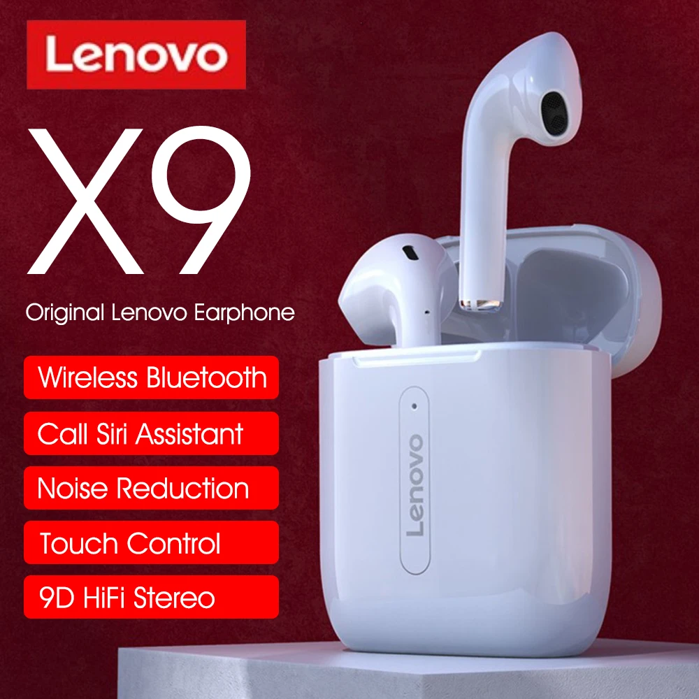 Sākotnējā Lenovo X9 Bezvadu Earbuds Bluetooth 5.0 Austiņas Touch Kontroli 9D Dinamisku, augstas precizitātes Stereo Austiņas ar Mikrofonu Austiņas