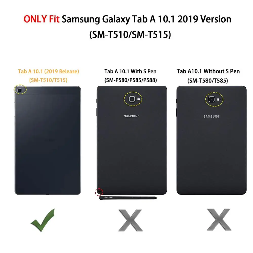 Tablet Case for Samsung Galaxy Tab 10.1 2019 SM-T515 SM-T510 Hybird Bruņas PC Gumijas Roku, Plecu Siksna Bērniem, Triecienizturīgs Vāks