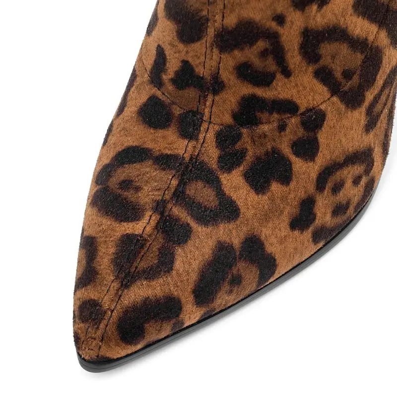 Taoffen 11 Krāsu Sievietēm Virs Ceļgala Zābaki Sexy Leopard Norādīja Toe Ziemas Apavi Sieviete Puses Klasika Sieviešu Zābaki Izmēri 34-43
