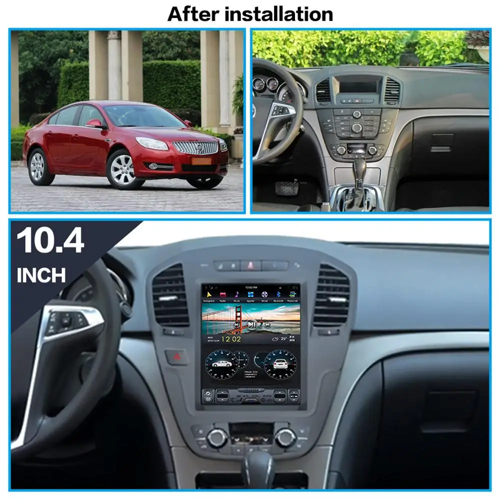 Tesla stils Android 8.1 4+64G Auto DVD Atskaņotājs, GPS Navigācijas Buick Regal 2008. - 2013. gadam headunit multivides audio radio diktofons