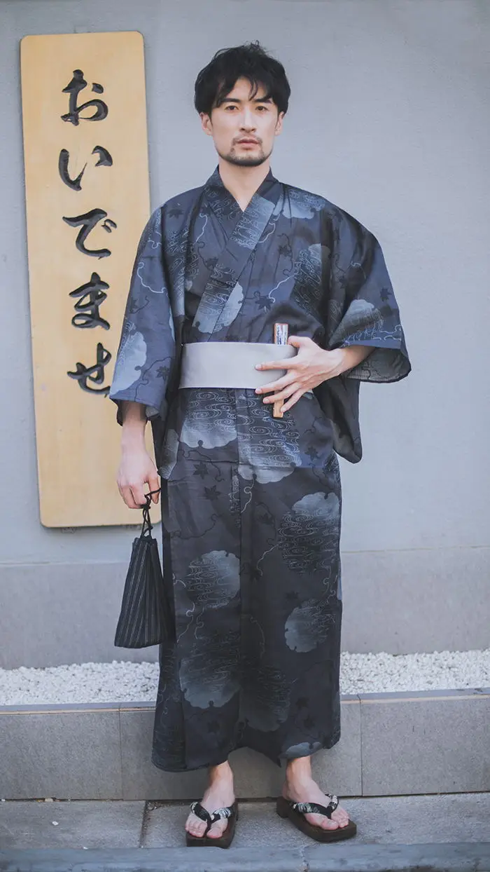 Tradicionālā Japāņu Kimono Yukata Vīriešu Pidžamas Samurai Āzijas Modes Apģērbu Ar Garām Piedurknēm