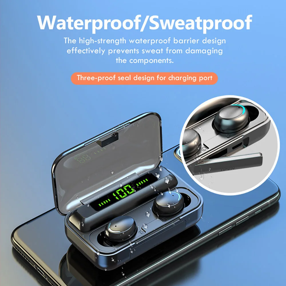 Tws Bezvadu Austiņas Bluetooth 5.0 Earbuds ar Uzlādes Gadījumā, LED Displejs, Ūdensizturīgs Austiņas Darbs, Mājas Birojam, Sporta