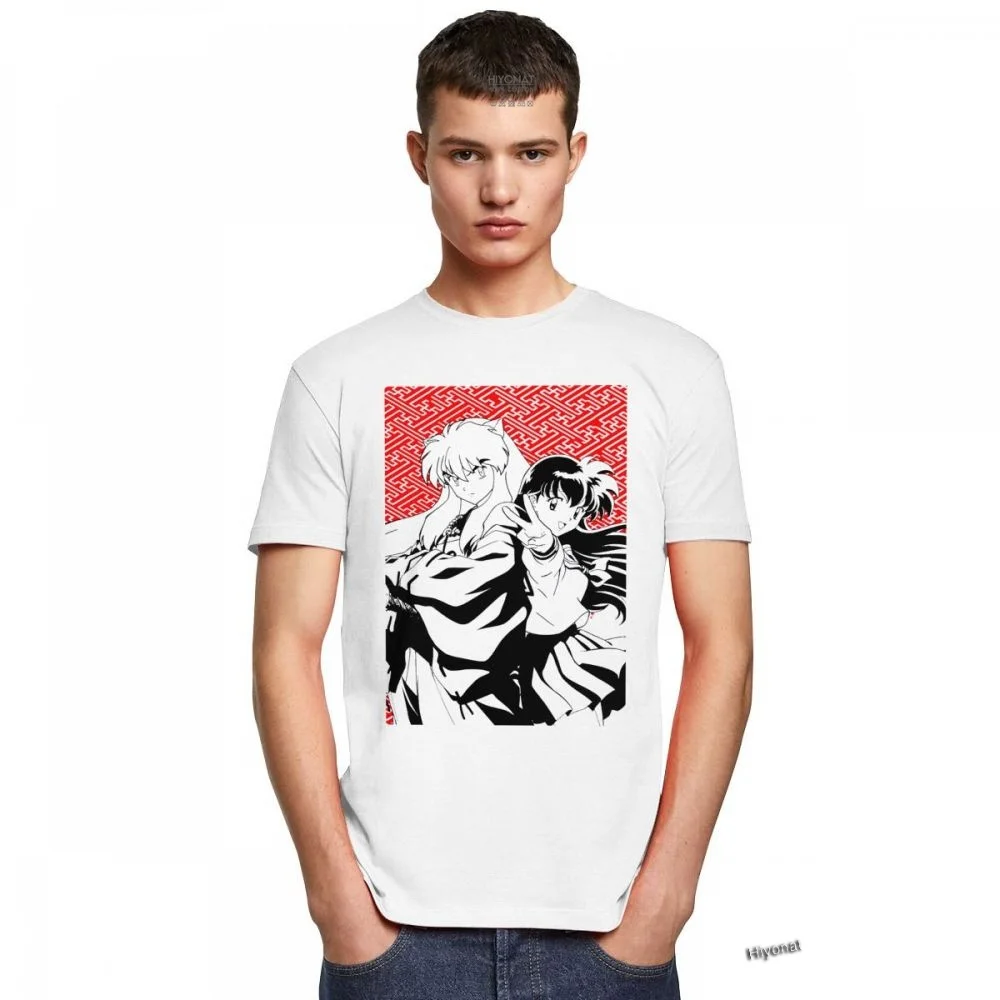 Unikālo Mens Vintage Inuyasha Un Kagome Tee Krekls ar Īsām Piedurknēm Kokvilnas T-krekls Uzdrukāts Anime Sesshomaru T Lielgabarīta Apģērbi