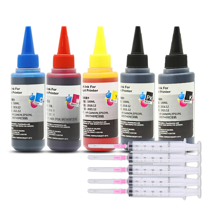 Universālā 100ml Piepildīt Krāsu Tintes Komplekts Epson Canon HP Brother Visi Modeļa Printeri, tintes CISS Tintes Voor inkt Tvertne