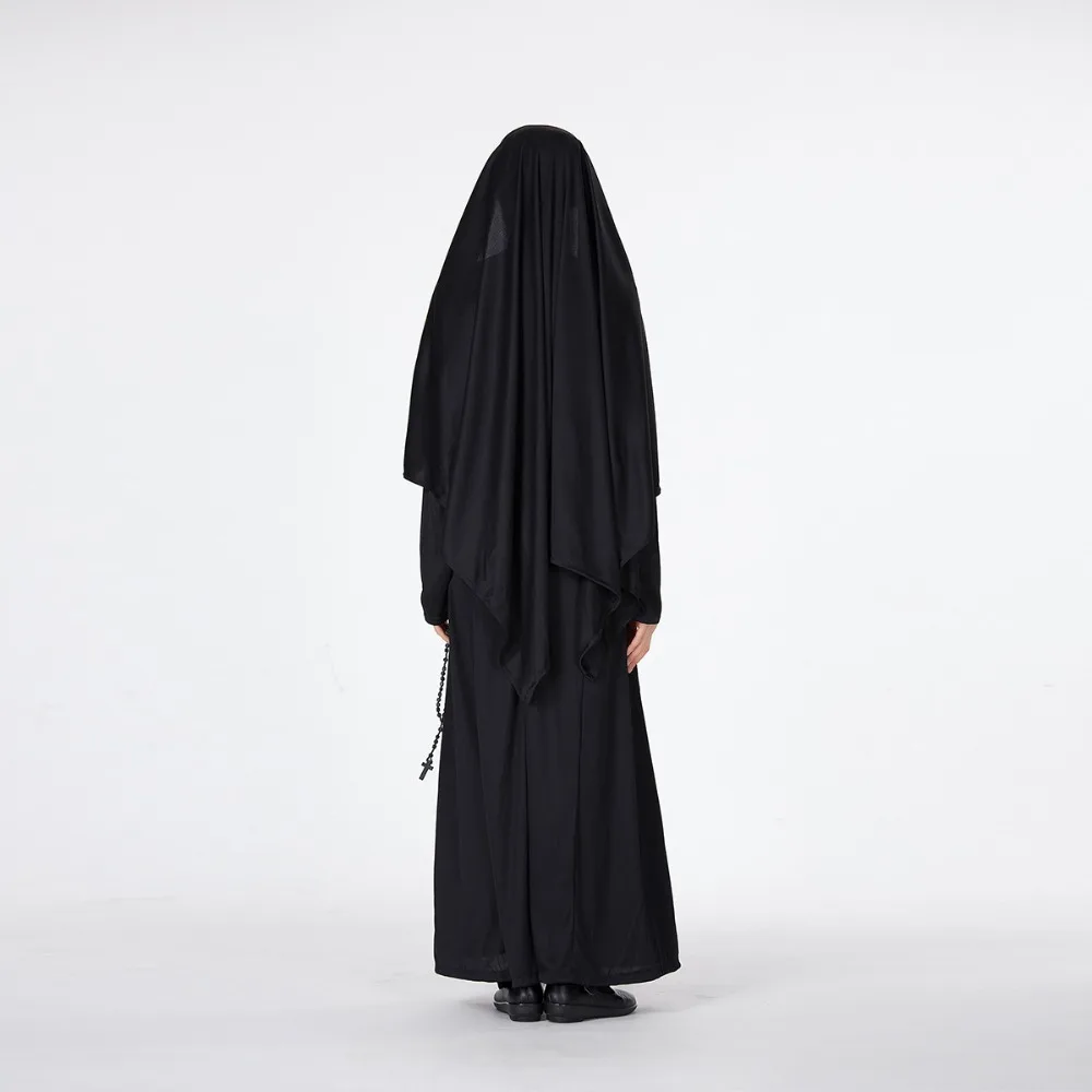 VASHEJIANG Jaunavas Marijas Mūķenes Tērpu Sievietēm, Melna Gara Kleita arābu Reliģiju Mūks Garu, Vienotu Halloween Cosplay Pieaugušo