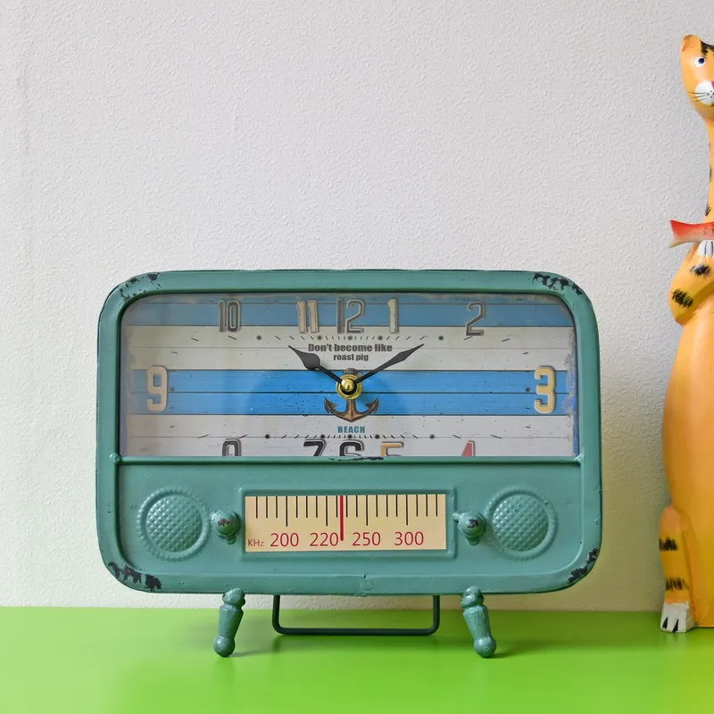 Vintage Radio Formas Pulkstenis Retro Vecās Čuguna Mājas Dekori Galda Dekorēšana Amatniecības Dāvanu Imitācijas Modelis Senās Rotas, Figūriņas