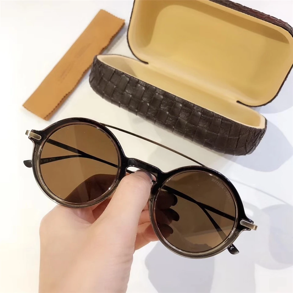 Vintage retro kārtu tīra titāna acetāta saulesbrilles dubultu tilta polarizētās lēcas klasiskā oriģinālajā kastē sievietes cilvēks saulesbrilles