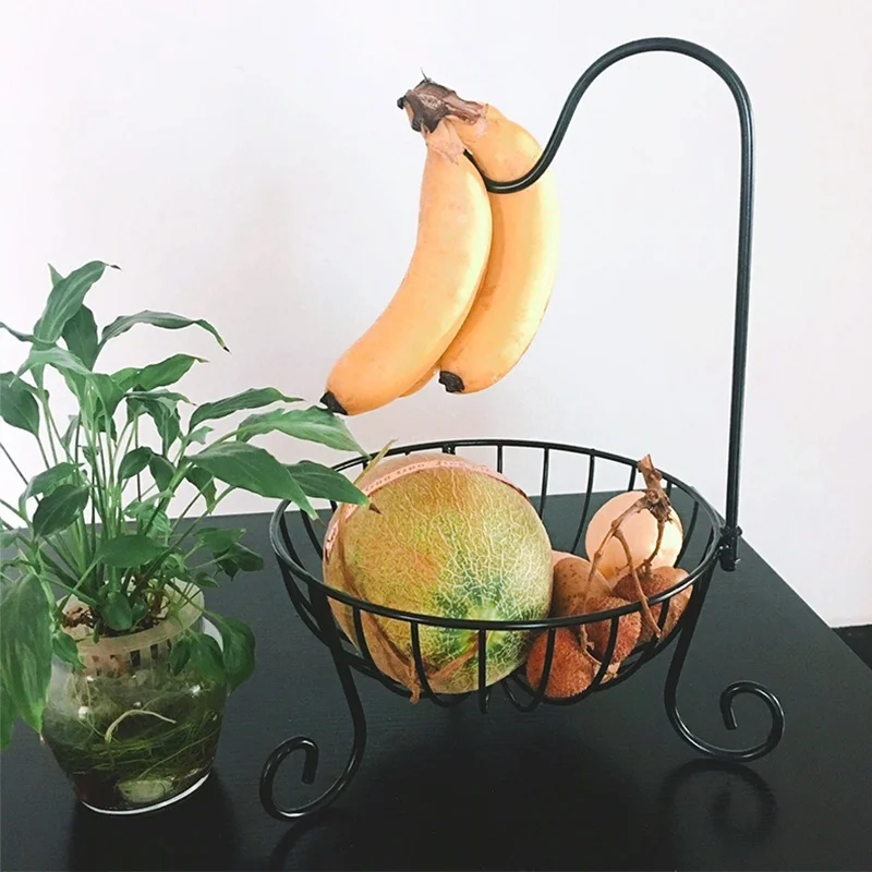 Virtuves Trauki Metāla Augļu Grozu Banānu Pakaramo Turētājs Āķis Organizators
