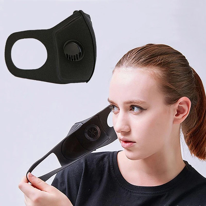 Vīrieši Sievietes Mazgājams Maska Anti PM2.5 Sejas, Mutes Respiratoru Black Elpojošs Vārstu Maska Filtrs 3D Muti Segtu Maska