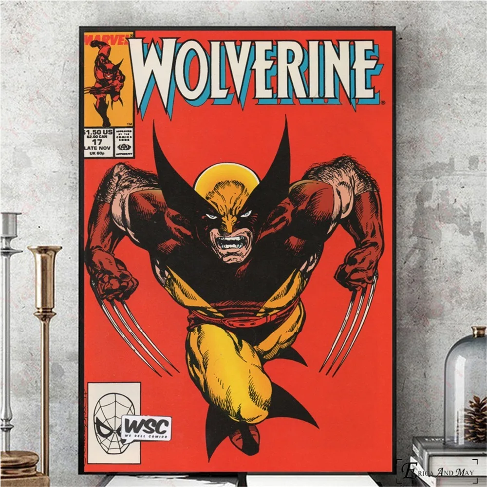 Wolverine Vintage Komiksu Mākslas Audekls Gleznošanai Plakāti Un Izdrukas Par Dzīves Telpu Nav Ierāmētas Sienas Art Attēlu, Mājas Dekoru Uz Pārdošana