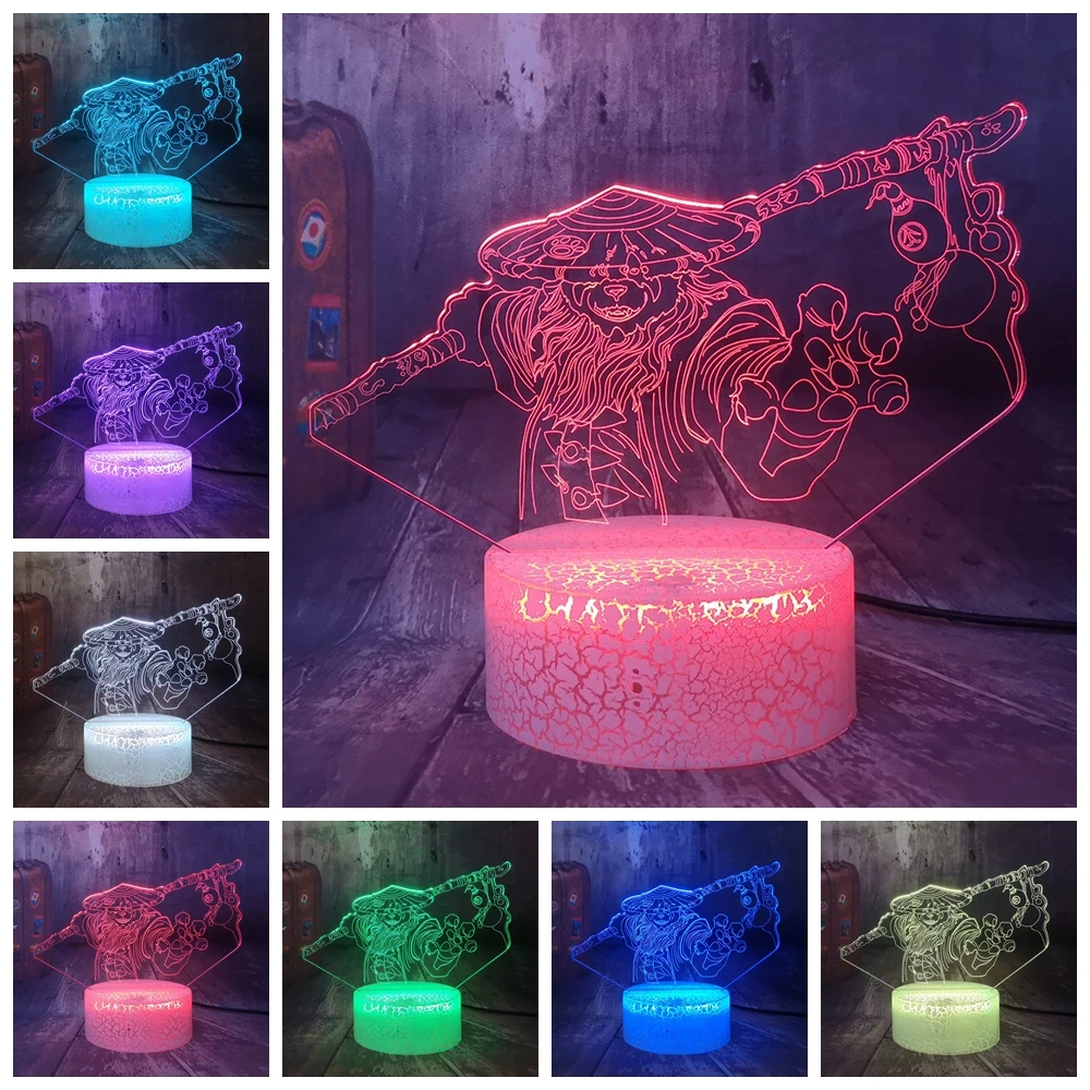 World of Warcraft Migla no Pandaria 3D Ilūziju, LED Nakts Gaisma Crackle Balta Bāze, Galda Lampas Guļamistaba Dekori Ziemassvētku lampas Varoņi