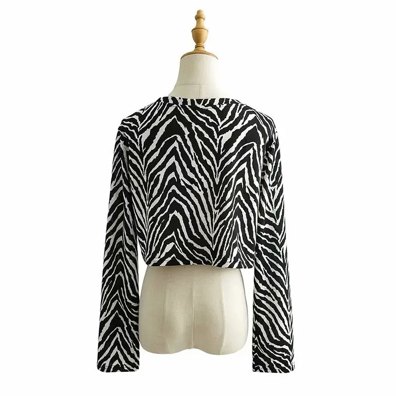 Za 2020. gadam Topi Rudens Sieviešu Apģērbu ar garām Piedurknēm E Meitene Stila Drēbes, T Krekls Sievietēm 90s Streetwear Zebra Iespiesti Sieviešu Topi