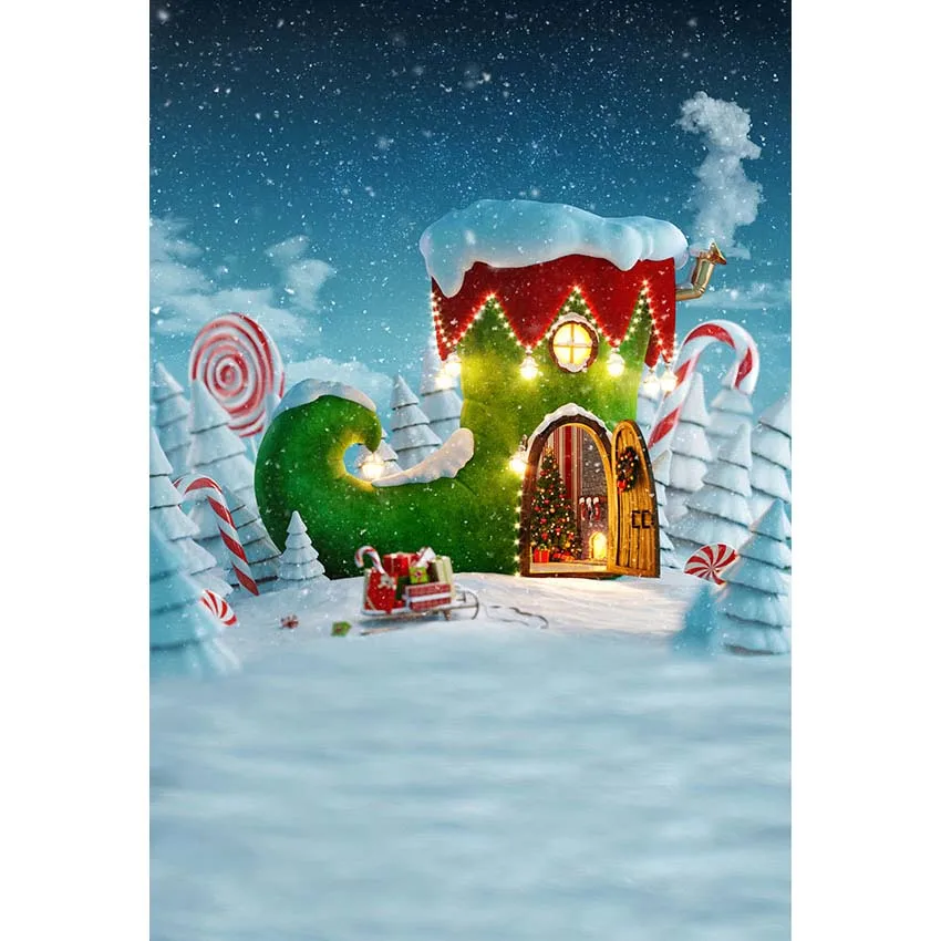 Ziemassvētku Fotogrāfija, Foto Studija Fona Santa ' s House Kamanas Rotājumi, Ziemas Sniega Skatuves Photobooth Backdrops