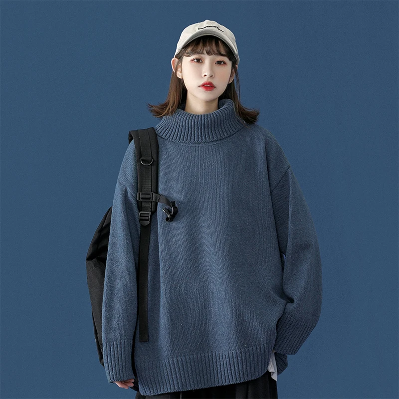 Ziemāju augstu uzrullētu apkakli Džemperi par Sieviešu 2020. Gadam, Modes Tendences, Krāsainiem Trikotāžas Džemperi, Topi Vintage Džemperis Harajuku Streetwear