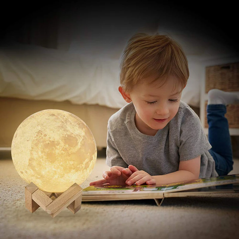 ZK20 LED Nakts Gaisma 3D Drukas Mēness Lampas Uzlādējams Krāsu Izmaiņas 3D Gaismas Pieskāriens Mēness Lampas Bērnu Deg Dropshipping