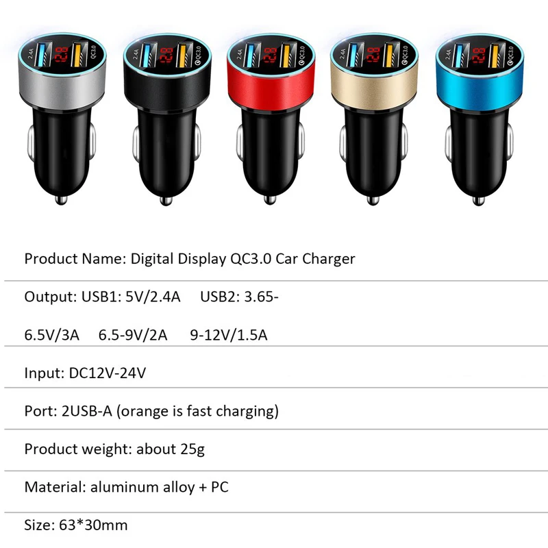 Ātri, Automašīnas Lādētājs QC 3.0 LED Displejs, Lādētāju Magnētiskā Tipa-c (Kabelis Huawei P40 Lite Godu 9.A 9S 9.C 30 20 Pro Xiaomi MI 10 Pro