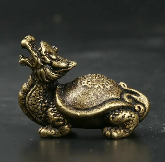 Ķīniešu Bronzas Dzīvnieku Labs Zvērs Pūķis Bruņurupucis Dzīvnieku Statuja