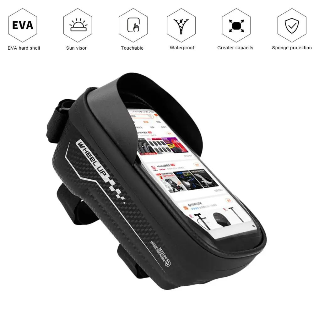 Ūdensizturīgs MTB Road Bike Bag 6.5 collu Touchscreen Telefonu Gadījumā Soma Velosipēdu Top Priekšā Cauruļu Rāmi, Soma Velosipēdu Piederumi